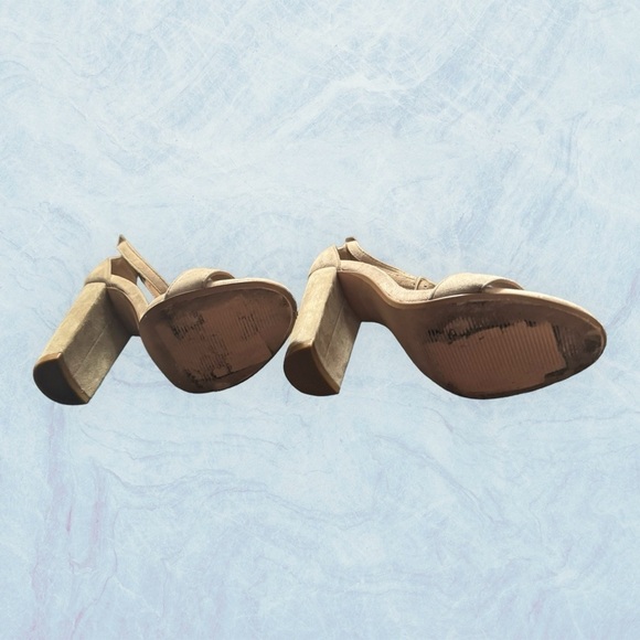 Steve Madden Carson taupe high heel sandals leather upper PU lining size 5.5 - Picture 8 of 11